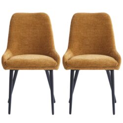 Omaha Mustard Fabric Dining Chairs In Pair