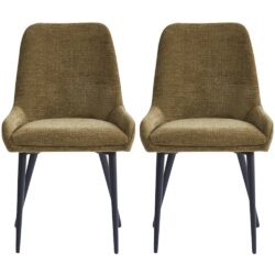 Omaha Olive Green Fabric Dining Chairs In Pair