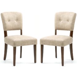 Ontario Beige Bison Fabric Dining Chairs In Pair