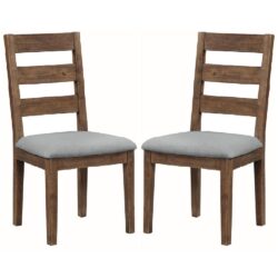 Ontario Dark Oak Wooden Dining Chairs With Fabric Seat In Pair