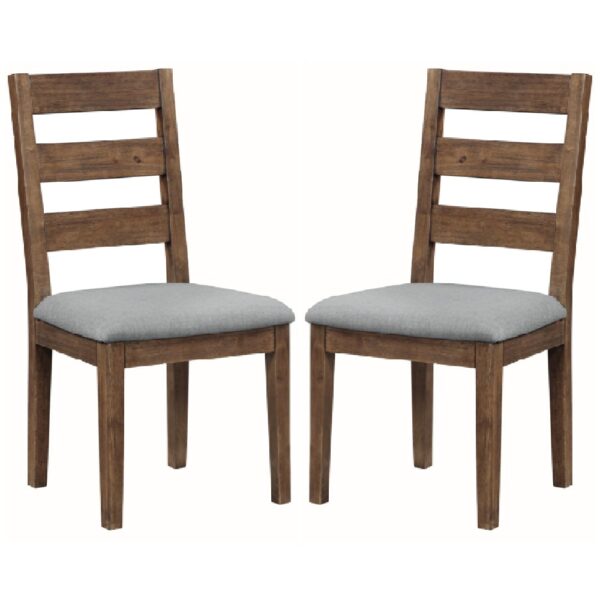 Ontario Dark Oak Wooden Dining Chairs With Fabric Seat In Pair