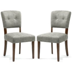 Ontario Grey Bison Fabric Dining Chairs In Pair
