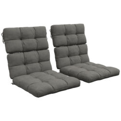 Outsunny Chair Cushion Set: Backrest & Seat Pads with Ties, Charcoal Grey Aosom UK