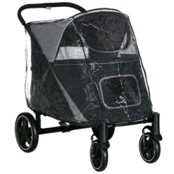 PawHut 4 Wheel Pet Stroller with Rain Cover for Medium and Large Dogs - Black Aosom UK