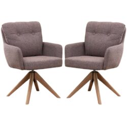 Petaluma Blush Granite Fabric Dining Chairs With Oak Legs In Pair