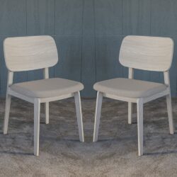 Sedalia Whitewash Wooden Dining Chairs With Fabric Seat In Pair