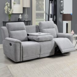 Sheridan Fabric Recliner 3 Seater Sofa In Light Grey