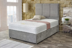 Shire Bed Company Memory Deluxe 1000 Mattress + Premium Divan Bed, Bednextday_Silver, No Storage, Single