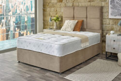 Shire Bed Company Pocket Luxury 1000 Mattress + Premium Divan Bed, Bednextday_Silver, No Storage, Single