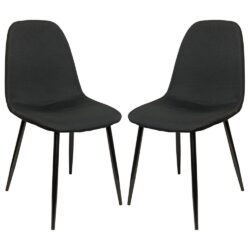 Simons Black Fabric Dining Chairs In Pair