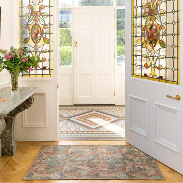 Soft Washable Green Leaf Doormat - Sylvan - Soft Washable - 80cm x 150cm