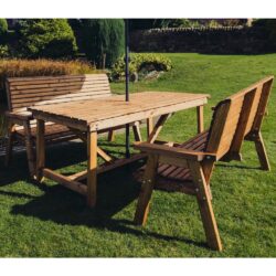 Vail Wooden Garden 4 Seater Dining Table Set In Natural
