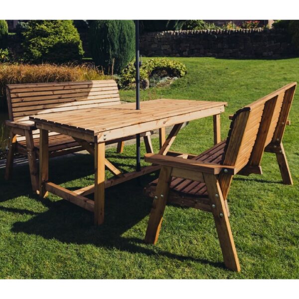 Vail Wooden Garden 4 Seater Dining Table Set In Natural