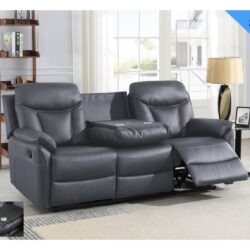 Vallejo Fabric Recliner 3 Seater Sofa In Dark Grey
