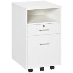 Vinsetto Lockable Mobile File Cabinet Storage Cupboard for Home Office, Bedroom, Living Room with Wheels, 39.5x40x60cm, White Aosom UK