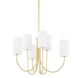 0 6 Light Chandelier - Aged Brass