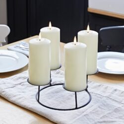 4 TruGlow® Ivory LED Pillar Candles & Table Candle Holder