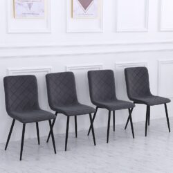 83cm Height Set of 4 Linen Upholstered Comfy Dining Chairs