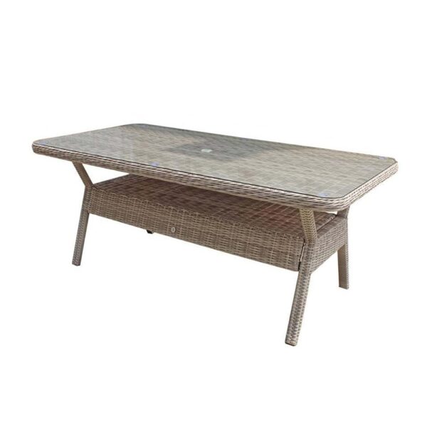 Abobo Large Glass Top Garden Rectangular Dining Table In Grey