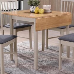Alcor Wooden Square Drop Leaf Dining Table In Oak And Grey