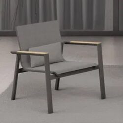 Almont Polyester Garden Lounge Armchair In Charcoal And Carbon