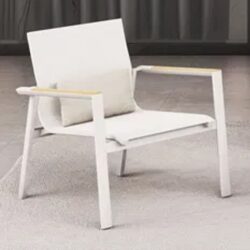 Almont Polyester Garden Lounge Armchair In White And Champagne