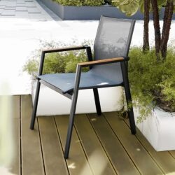 Almont Polyester Garden Stacking Armchair In Charcoal And Carbon
