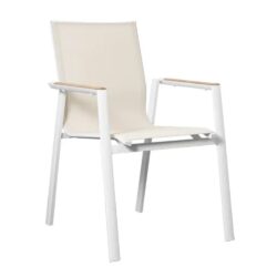 Almont Polyester Garden Stacking Armchair In White And Champagne