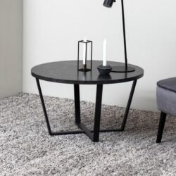 Altoona Wooden Round Coffee Table In Black Marble Effect