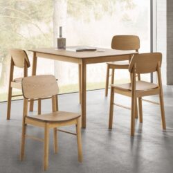 Bastrop Wooden Dining Table With 4 Chairs In Matt Oak