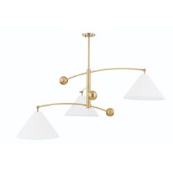 Birdie 3 Light Chandelier - Aged Brass