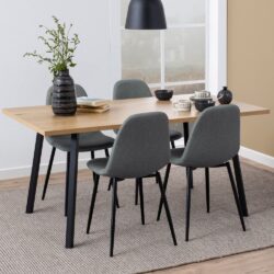 Camino Wooden Dining Table With 4 Warren Light Grey Chairs In Oak