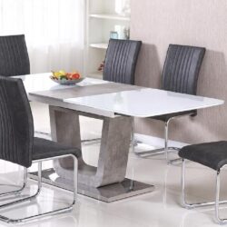 Ceibo Glass Extending Dining Table In White And Natural Clay