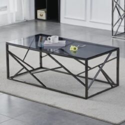 Chios Smoked Glass Rectangular Coffee Table With Titanium Frame