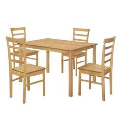 Clovis Wooden Rectangular Dining Table With 4 Chairs In Oak