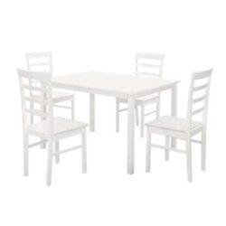 Clovis Wooden Rectangular Dining Table With 4 Chairs In White