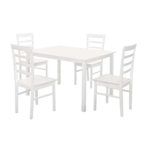 Clovis Wooden Rectangular Dining Table With 4 Chairs In White