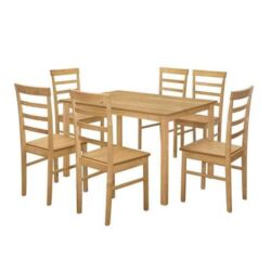 Clovis Wooden Rectangular Dining Table With 6 Chairs In Oak