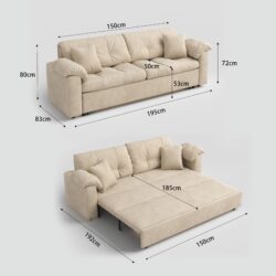 Cottonfy Multifunctional Sleeper 3 Seater Sofa Bed with Storage Space