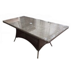 Derya Glass Top Garden Rectangular Dining Table In Natural