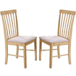 Garnet Oak Wooden Dining Chairs With Fabric Seat In Pair