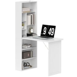 HOMCOM Three-Part Work Desk, with Storage and Chalkboard - White