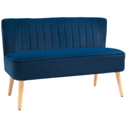 HOMCOM Two-seat Sofa, Small 2 Seater Couch with Wooden Frame & High Back, Comfortable Velvet Love Soft Sofa, Grey Aosom UK
