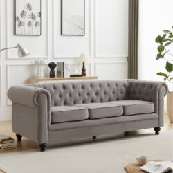 Hertford Fabric 3 Seater Sofa In Grey