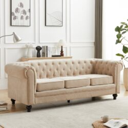 Hertford Fabric 3 Seater Sofa In Stone