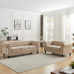 Hertford Fabric 3+2 Seater Sofa Set In Stone