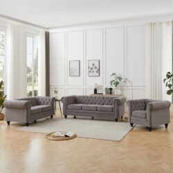 Hertford Fabric 3+2+1 Seater Sofa Set In Grey