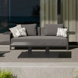 Hobart Fabric Garden 2 Seater Sofa In Graphite And Charcoal