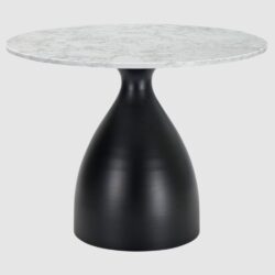 Holmdel Marble Dining Table With Black Iron Base In White