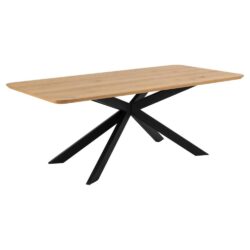 Imperia Wooden Dining Table With Black Legs In Matt Oak